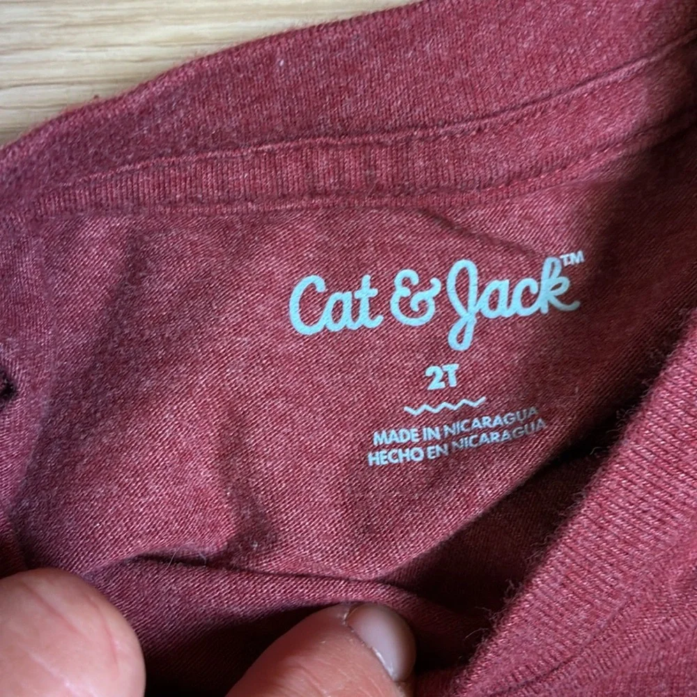 Cat & Jack Maroon Short Sleeve and Mustard Yellow Long Sleeve Kids Tees 2/3T - Picture 2 of 5